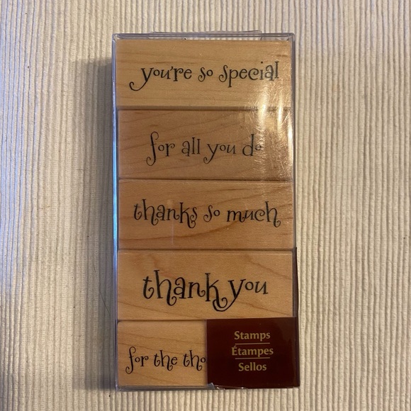 Box of 5 Sentiments Wood Mounted Stamps by Recollections - Picture 2 of 6